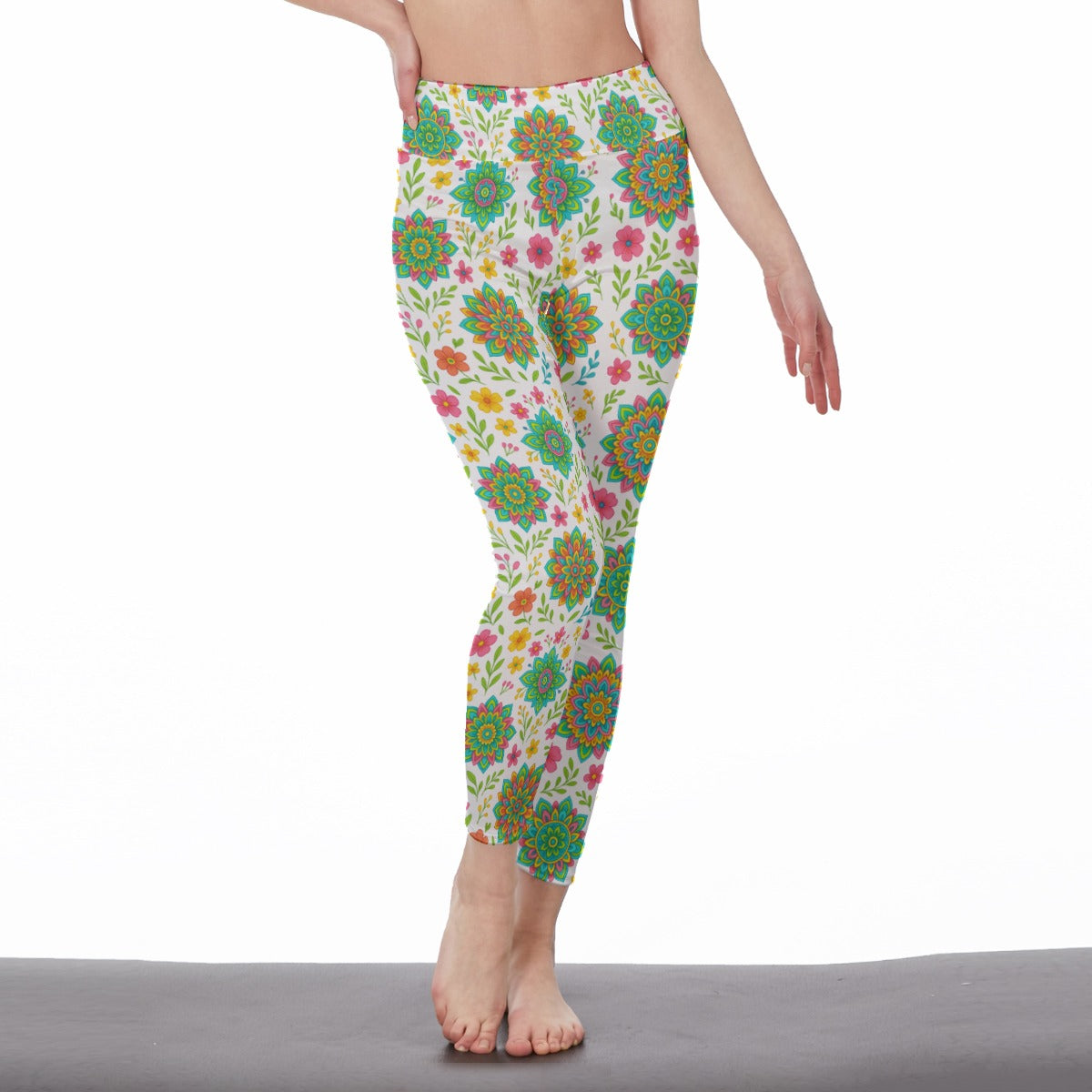 Nature & Harmony Mandala Pattern Mystic Energy Glow Yoga High Waist Leggings | 5To9Style