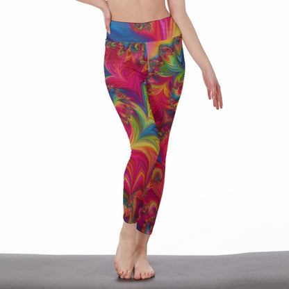 Psychedelic Fractals Serenity Strength Aura Yoga High Waist Leggings | 5To9Style
