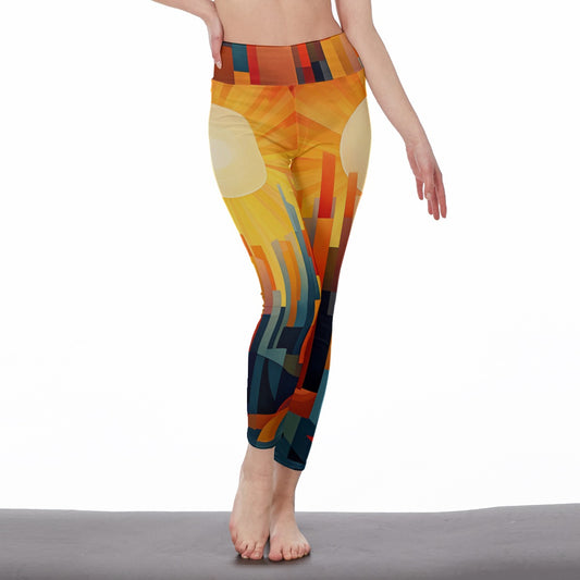 Yoga Pants Art Abstract Sunset Cityscape Design Yoga Pants Yoga High Waist Leggings | 5To9Style