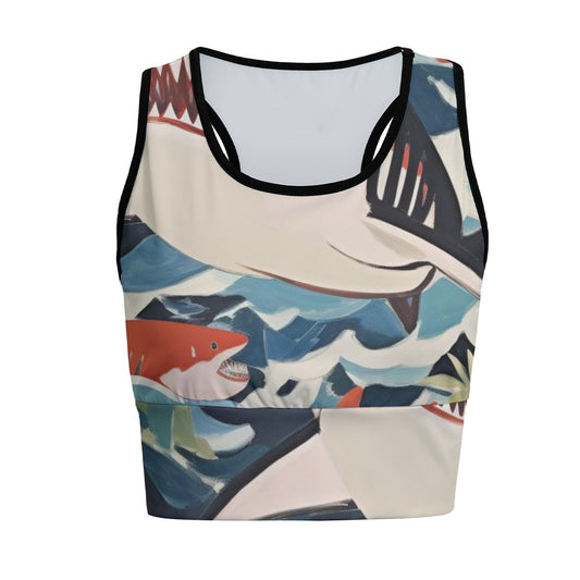 Shark Ocean Predator Smile Pattern Yoga Women's Sports Bra