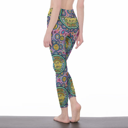Watercolor Mandala Serenity Strength Aura Yoga High Waist Leggings | 5To9Style