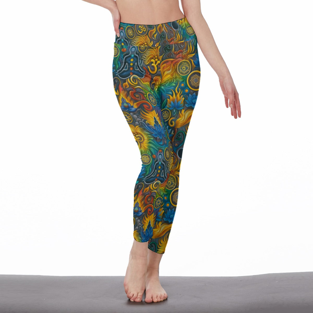 Phoenix Rising Serenity Strength Aura Flow Yoga High Waist Leggings | 5To9Style
