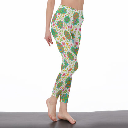 Nature & Harmony Mandala Pattern Mystic Energy Glow Yoga High Waist Leggings | 5To9Style