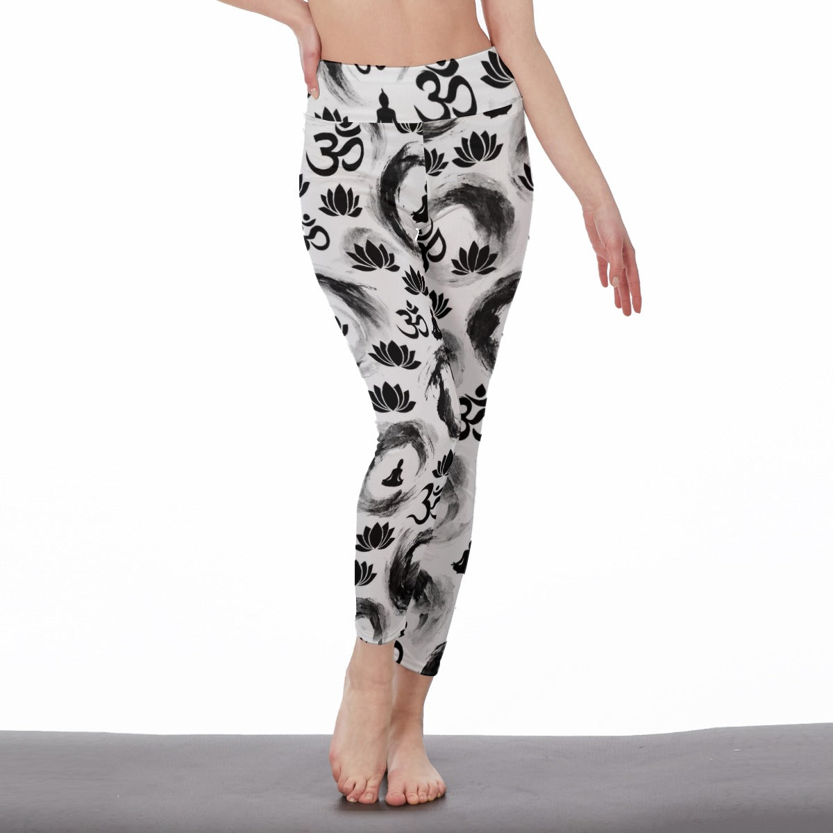 Ink Brush Strokes Zen Infinite Spirit Flow Yoga High Waist Leggings | 5To9Style