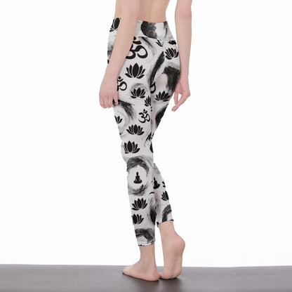 Ink Brush Strokes Zen Infinite Spirit Flow Yoga High Waist Leggings | 5To9Style