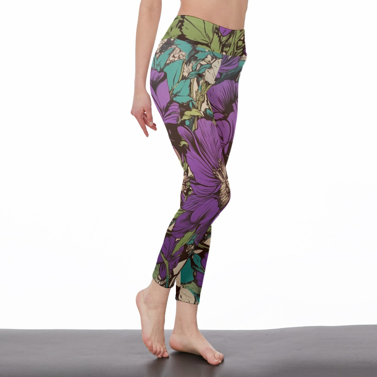 Yoga Pants Flower Lush Purple Petal Garden Harmony Yoga High Waist Leggings | 5To9Style