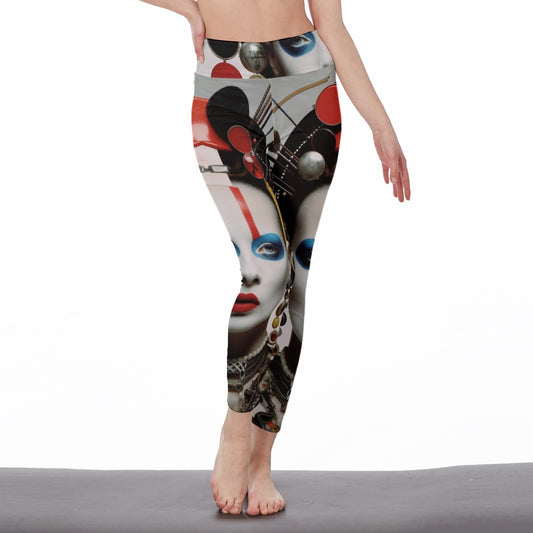 Yoga Pants Art Abstract Woman Portrait Artistic Design Yoga High Waist Leggings | 5To9Style