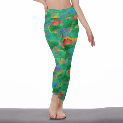 Lotus Leaf Water Drop Power Grace Focus Flow Yoga High Waist Leggings | 5To9Style