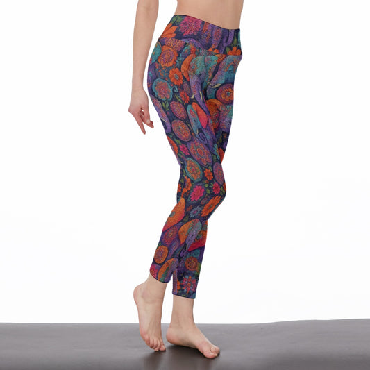 Elephant Boho Power Focus Calm Flow Yoga High Waist Leggings | 5To9Style