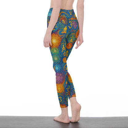 Rainbow Chakra Gradient Serenity Strength Aura Yoga High Waist Leggings | 5To9Style