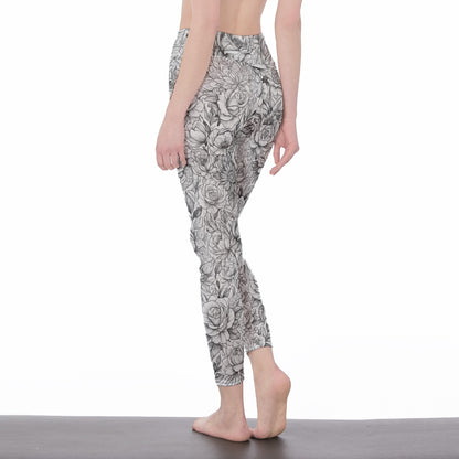 Floral Minimal Line Art Harmony Balance Inner Glow Yoga High Waist Leggings | 5To9Style