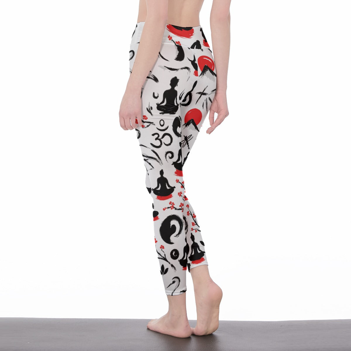 Ink Brush Strokes Zen Serenity Strength Aura Yoga High Waist Leggings | 5To9Style