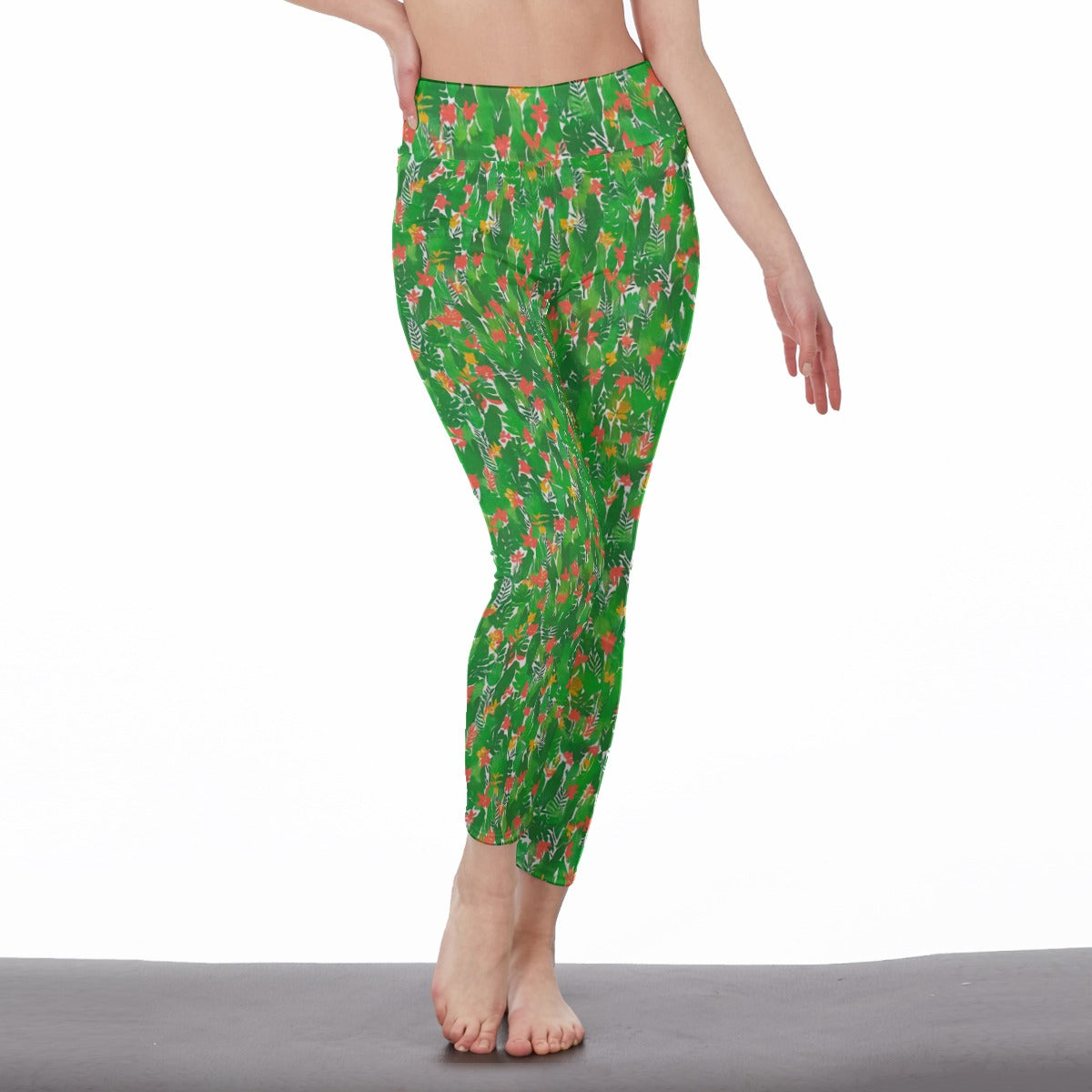 Tropical Leaf Pattern Serenity Strength Aura Yoga High Waist Leggings | 5To9Style