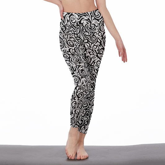 Tribal Line Art Infinite Spirit Flow Yoga High Waist Leggings | 5To9Style