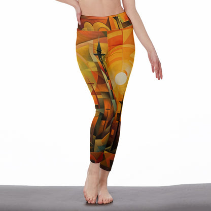 Yoga Pants Art Pastel and Bold Shape Art Print Yoga High Waist Leggings | 5To9Style