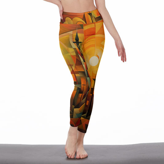 Yoga Pants Art Pastel and Bold Shape Art Print Yoga High Waist Leggings | 5To9Style