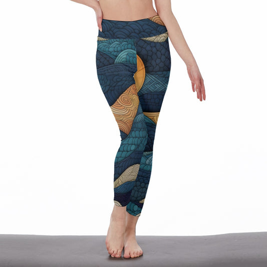 Yoga Pants Art Abstract Wave Pattern Artistic Design Yoga High Waist Leggings | 5To9Style