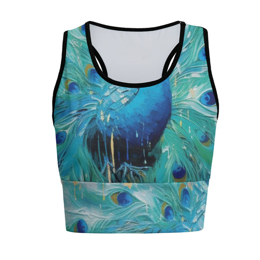 Peacock Majestic Blue Peacock Feather Glory Yoga Women's Sports Bra