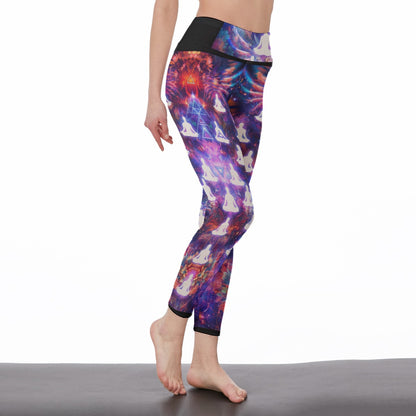Psychedelic Fractals Cosmic Energy Flow Yoga High Waist Leggings | 5To9Style