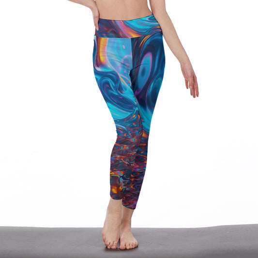 Iridescent Abstract Serenity Strength Aura Yoga High Waist Leggings | 5To9Style