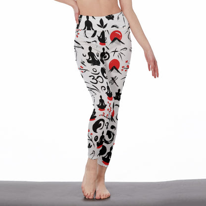 Ink Brush Strokes Zen Serenity Strength Aura Yoga High Waist Leggings | 5To9Style