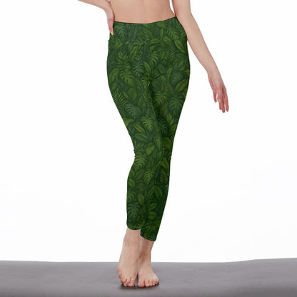 Tropical Leaf Pattern Mystic Balance Glow Yoga High Waist Leggings | 5To9Style