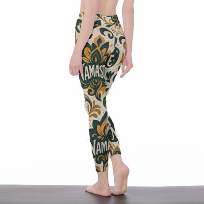 Namaste Typography Infinite Energy Flow Yoga High Waist Leggings | 5To9Style