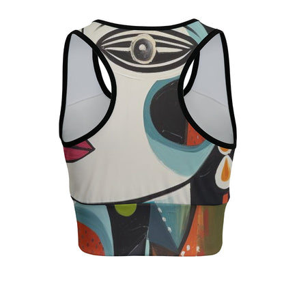 Art Woman Face Modern Impression Yoga Women's Sports Bra