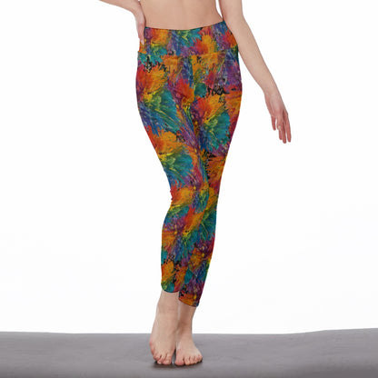 Abstract Watercolor Splashes Mystic Balance Glow Yoga High Waist Leggings | 5To9Style