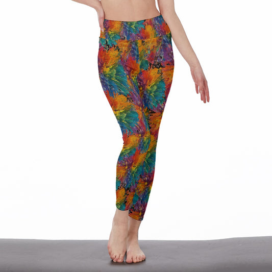 Abstract Watercolor Splashes Mystic Balance Glow Yoga High Waist Leggings | 5To9Style