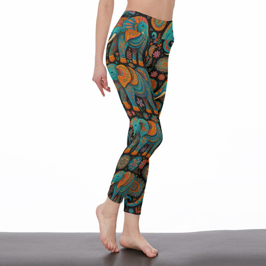 Elephant Boho Strength Wisdom Peace Flow Yoga High Waist Leggings | 5To9Style