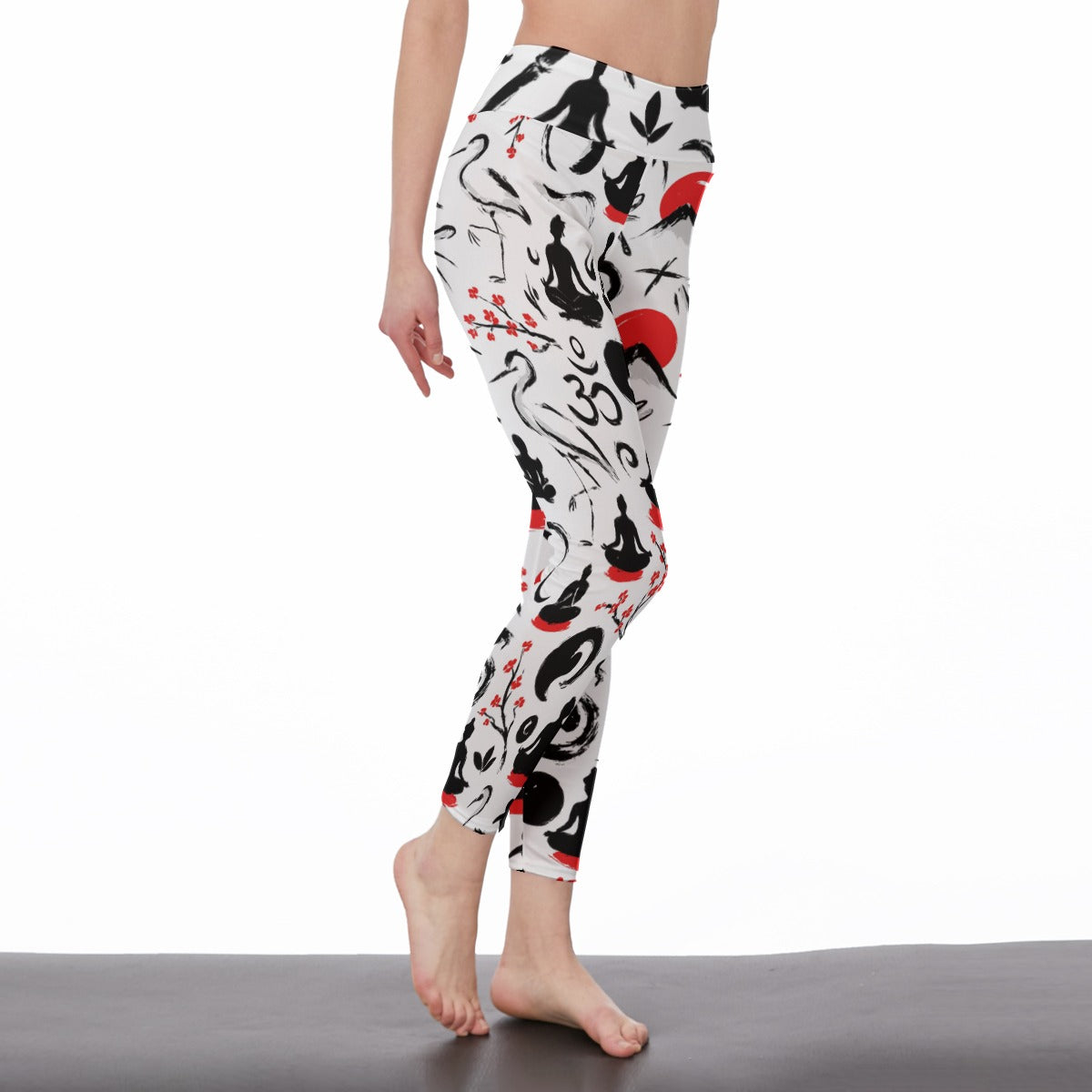Ink Brush Strokes Zen Serenity Strength Aura Yoga High Waist Leggings | 5To9Style