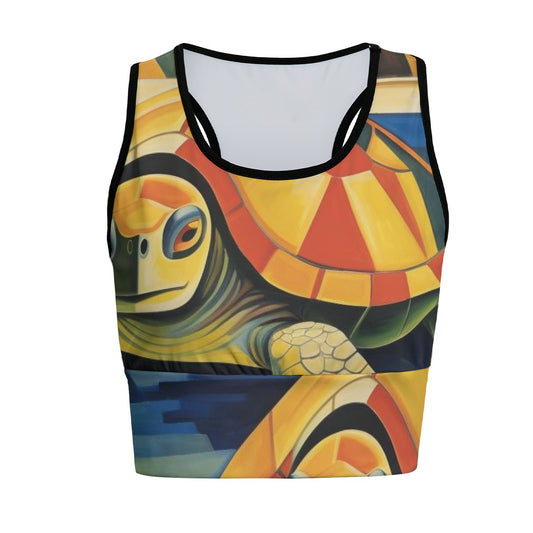 Turtle Vibrant Sea Coral Paradise Yoga Women's Sports Bra