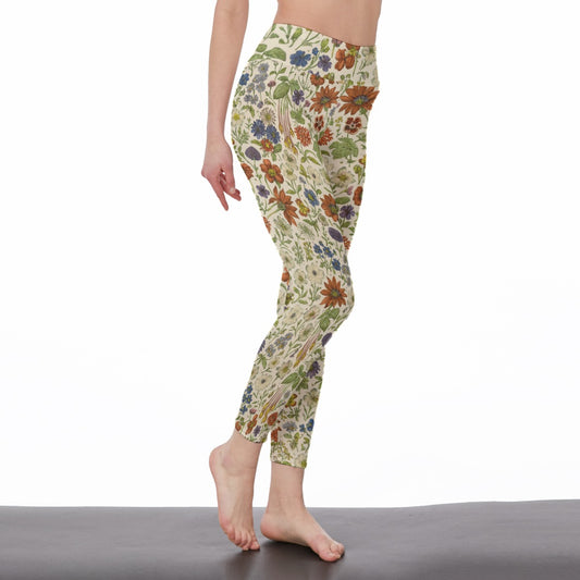 Herbal Illustration Energy Freedom Soul Shine Yoga High Waist Leggings | 5To9Style