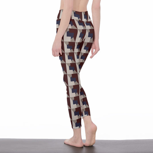 Yoga Pants Art Abstract Geometric Pattern Design Yoga High Waist Leggings | 5To9Style