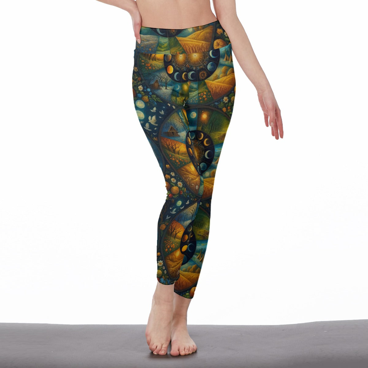 10 Natural Circle Energy Freedom Soul Shine Yoga High Waist Leggings | 5To9Style