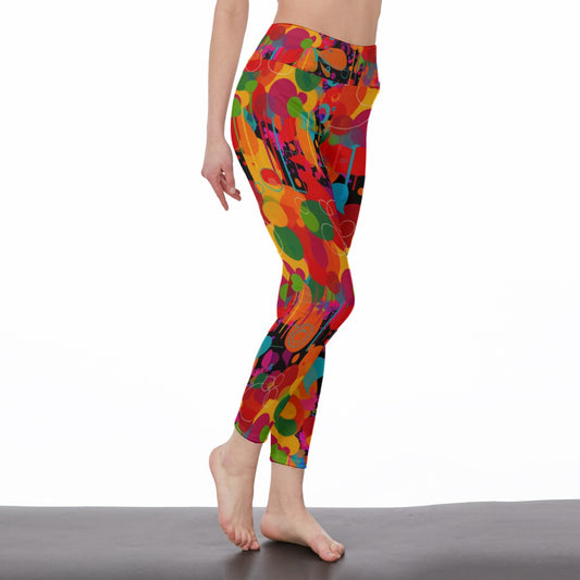 Abstract Watercolor Splashes Harmony Energy Flow Yoga High Waist Leggings | 5To9Style