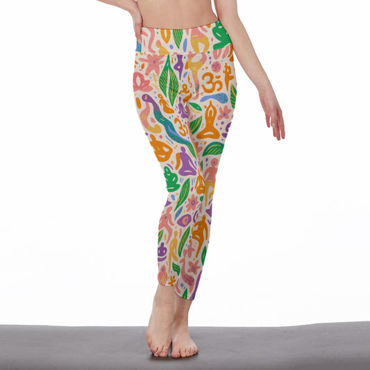 8 Organic Doodle Shapes Harmony Balance Spirit Flow Yoga High Waist Leggings | 5To9Style