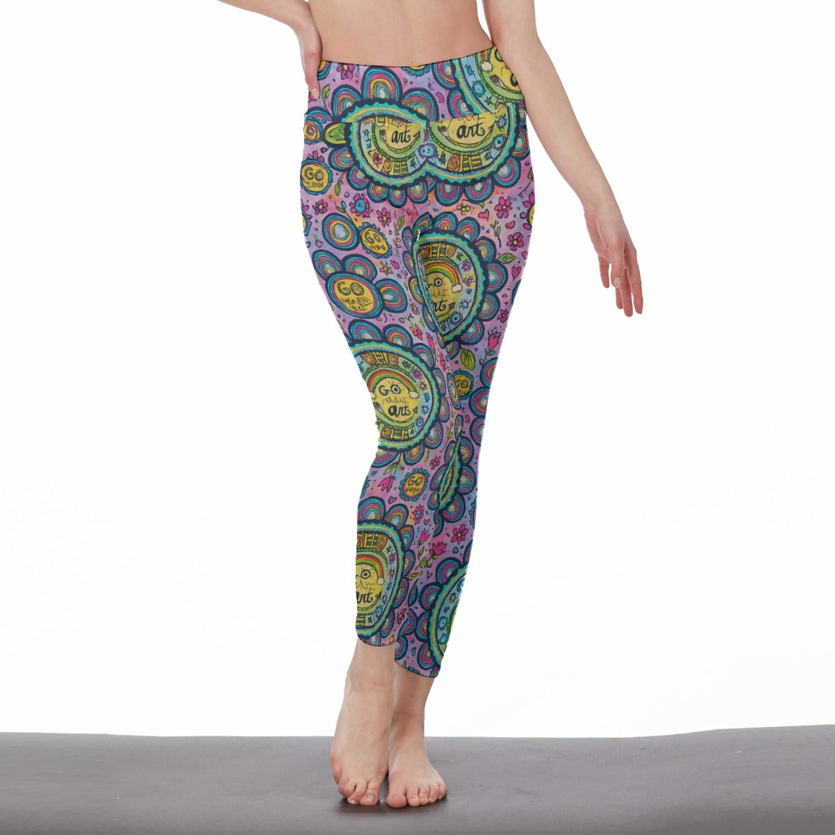Watercolor Mandala Serenity Strength Aura Yoga High Waist Leggings | 5To9Style