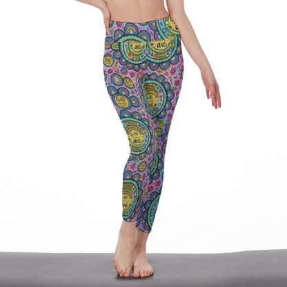 Watercolor Mandala Serenity Strength Aura Yoga High Waist Leggings | 5To9Style