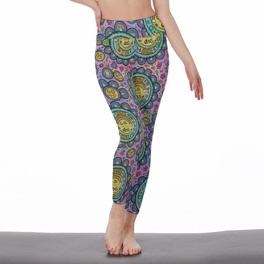 Watercolor Mandala Serenity Strength Aura Yoga High Waist Leggings | 5To9Style