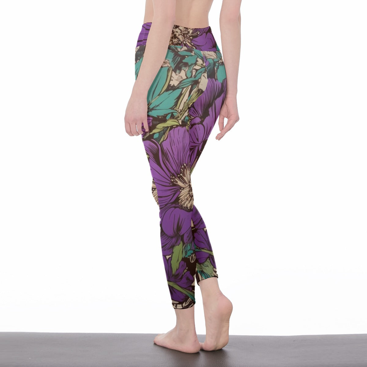 Yoga Pants Flower Lush Purple Petal Garden Harmony Yoga High Waist Leggings | 5To9Style