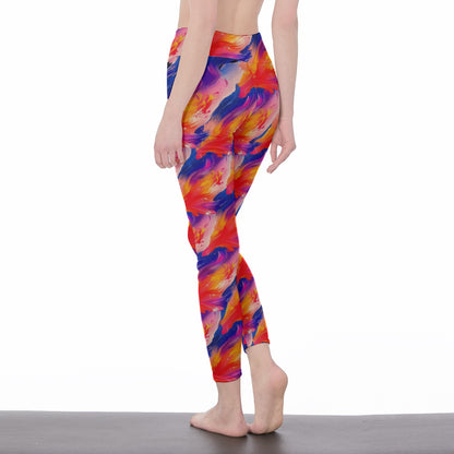 Abstract Watercolor Splashes Serenity Strength Aura Yoga High Waist Leggings | 5To9Style