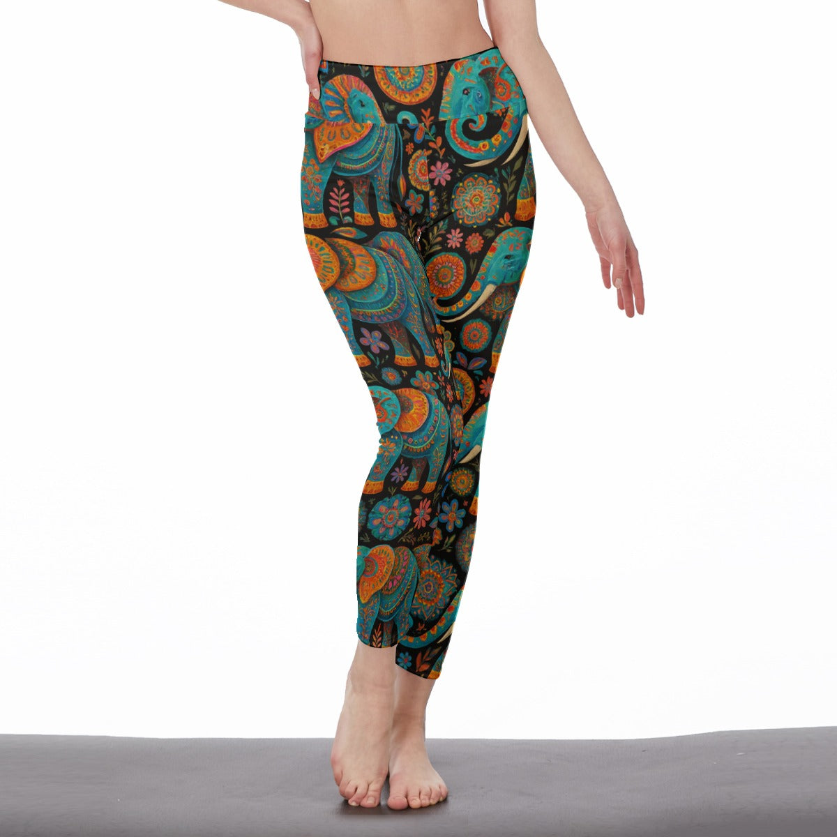 Elephant Boho Strength Wisdom Peace Flow Yoga High Waist Leggings | 5To9Style