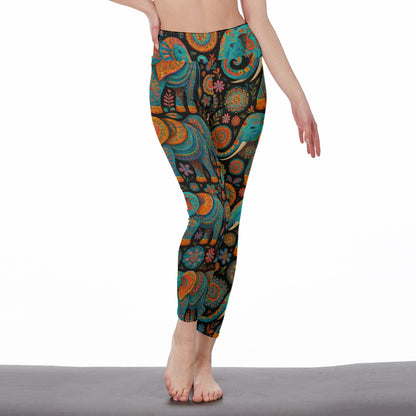 Elephant Boho Strength Wisdom Peace Flow Yoga High Waist Leggings | 5To9Style