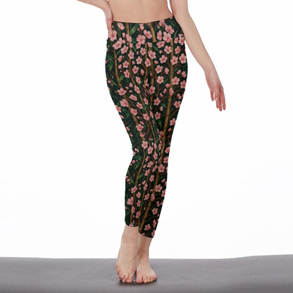 Bamboo Forest & Cherry Blossoms Serenity Strength Aura Yoga High Waist Leggings | 5To9Style
