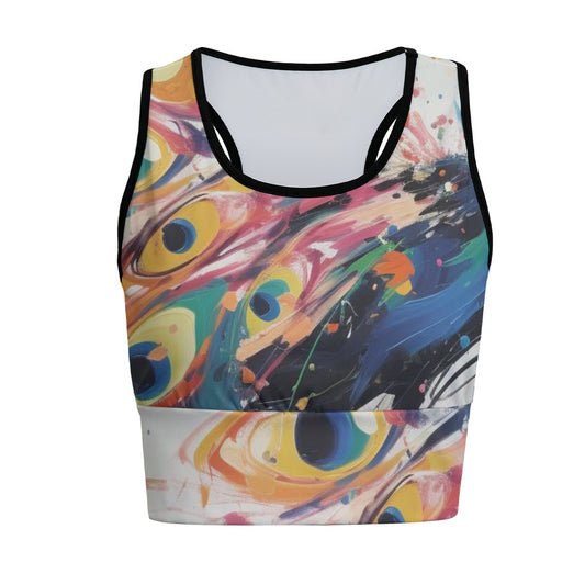 Peacock Abstract Peacock Feather Color Splash Yoga Women's Sports Bra