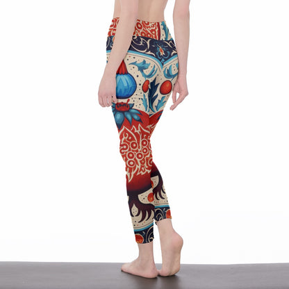 Yoga Pants Spiritual Mandala Symbols All-Over Print Women's High Waist Leggings | 5To9Style | Side Stitch Closure | 5To9Style