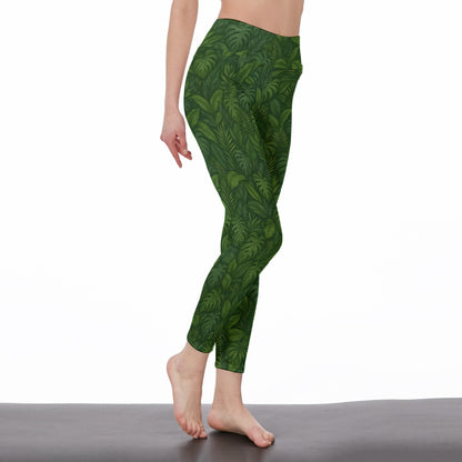 Tropical Leaf Pattern Mystic Balance Glow Yoga High Waist Leggings | 5To9Style