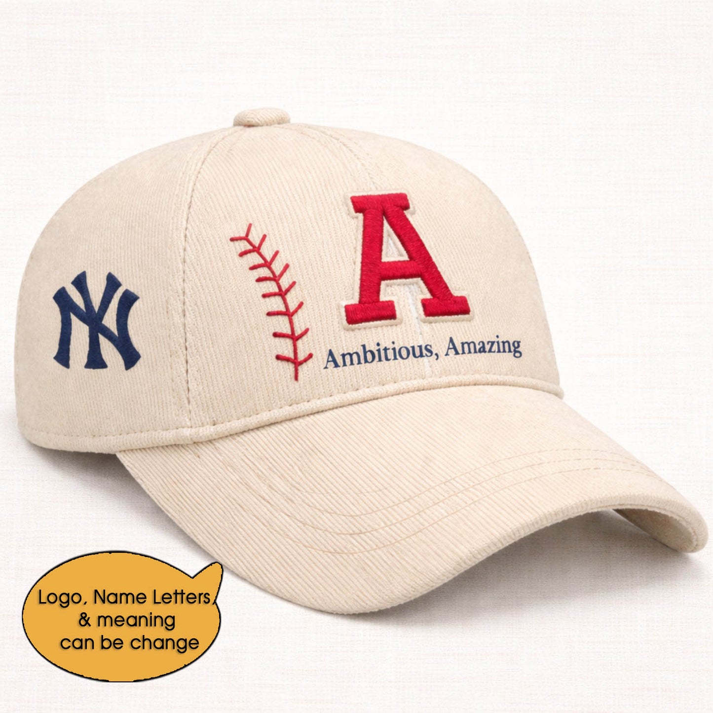 Baseball Personalized Letter 250th Anniversary USA  Unisex Baseball Cap